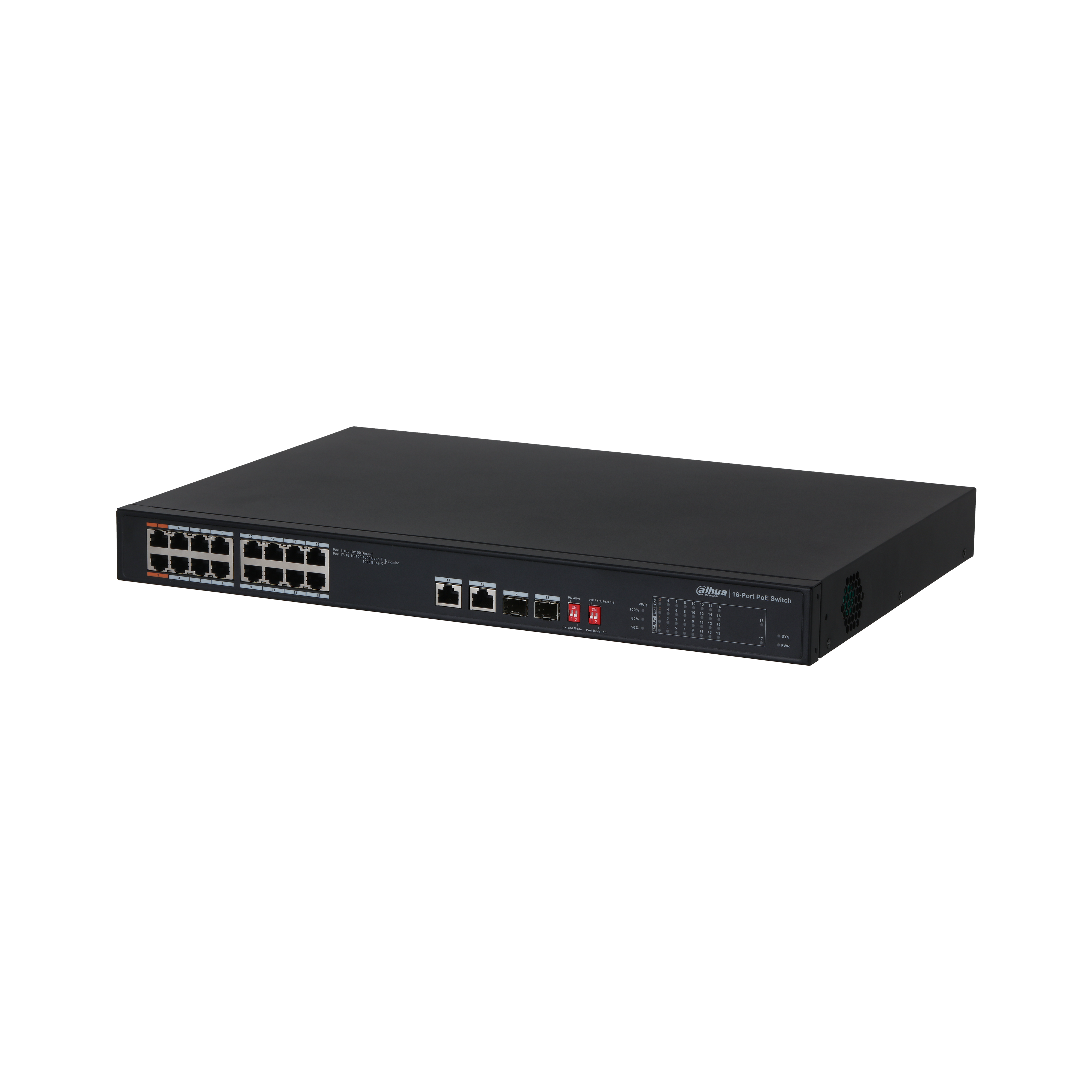 PFS3218‐16ET‐135 16 Port PoE Switch (16FE PoE + 2GE SFP Kombo, Toplam 135W PoE)