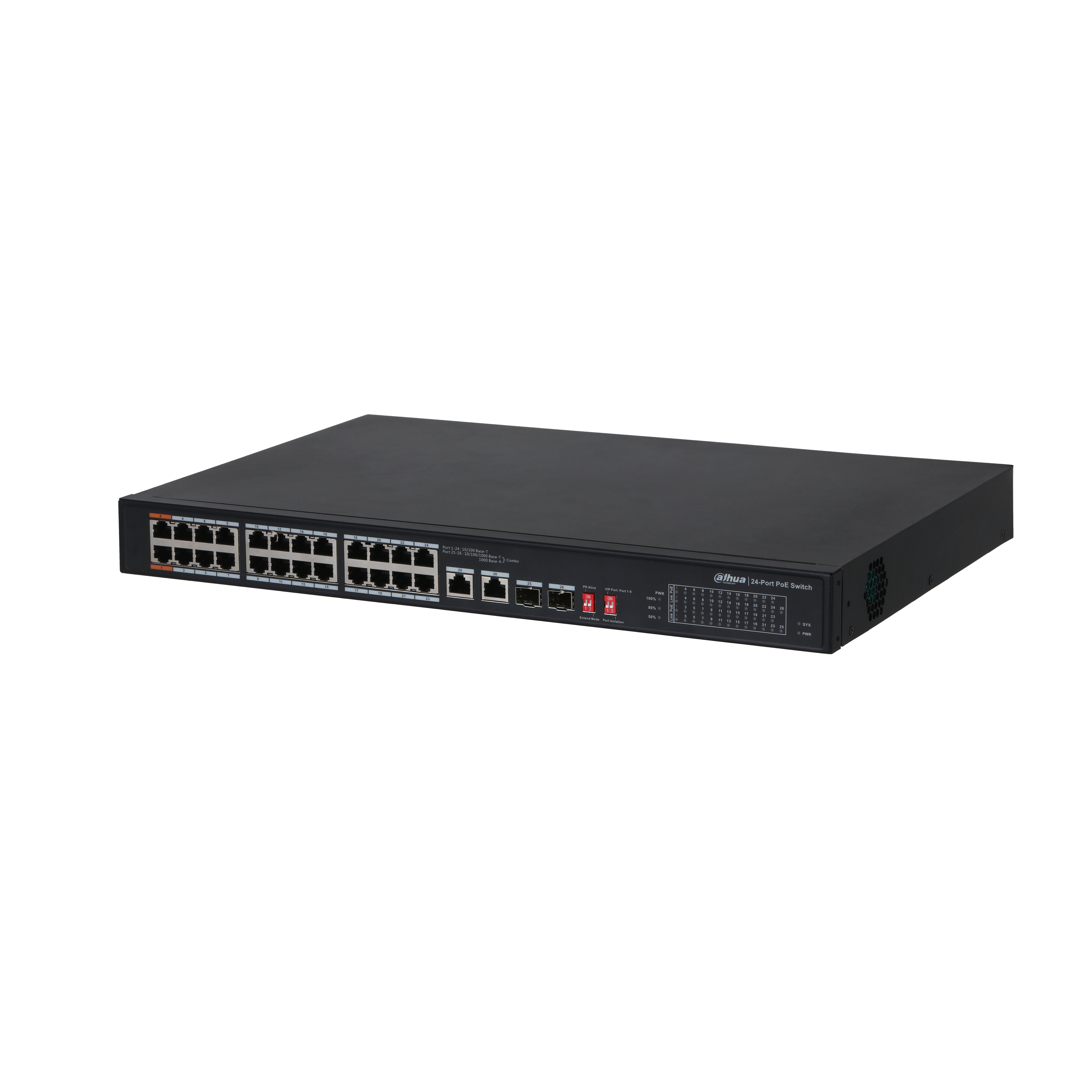 PFS3226‐24ET‐240 24 Port PoE Switch (24FE PoE + 2GE SFP Kombo, Toplam 240W PoE)